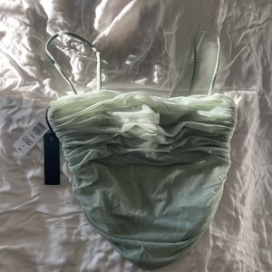 Babaton sage green sheer top